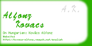 alfonz kovacs business card